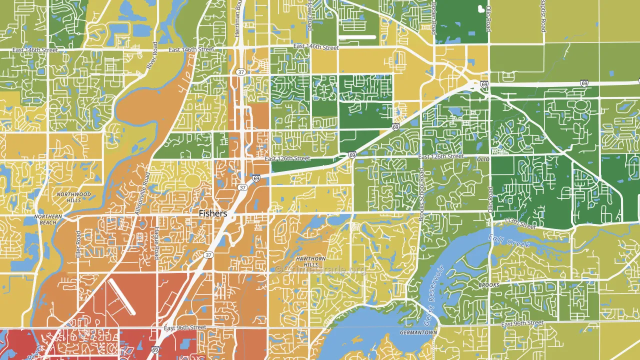 Fishers, IN Map of Vehicle Theft Rates