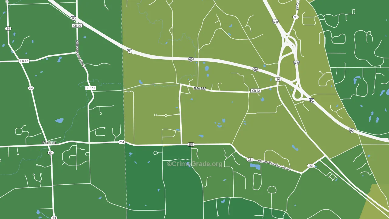 Fishers, NY Map of Vehicle Theft Rates