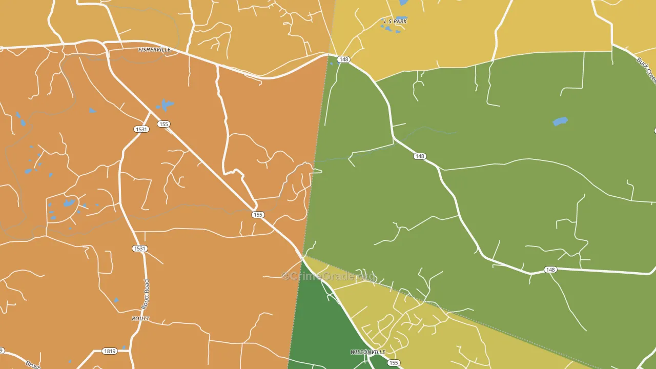 Fisherville, KY Map of Vehicle Theft Rates