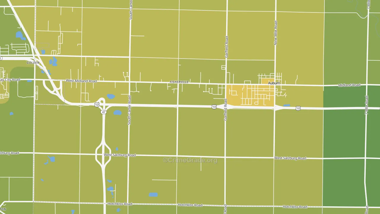 Fisherville, MI Map of Vehicle Theft Rates