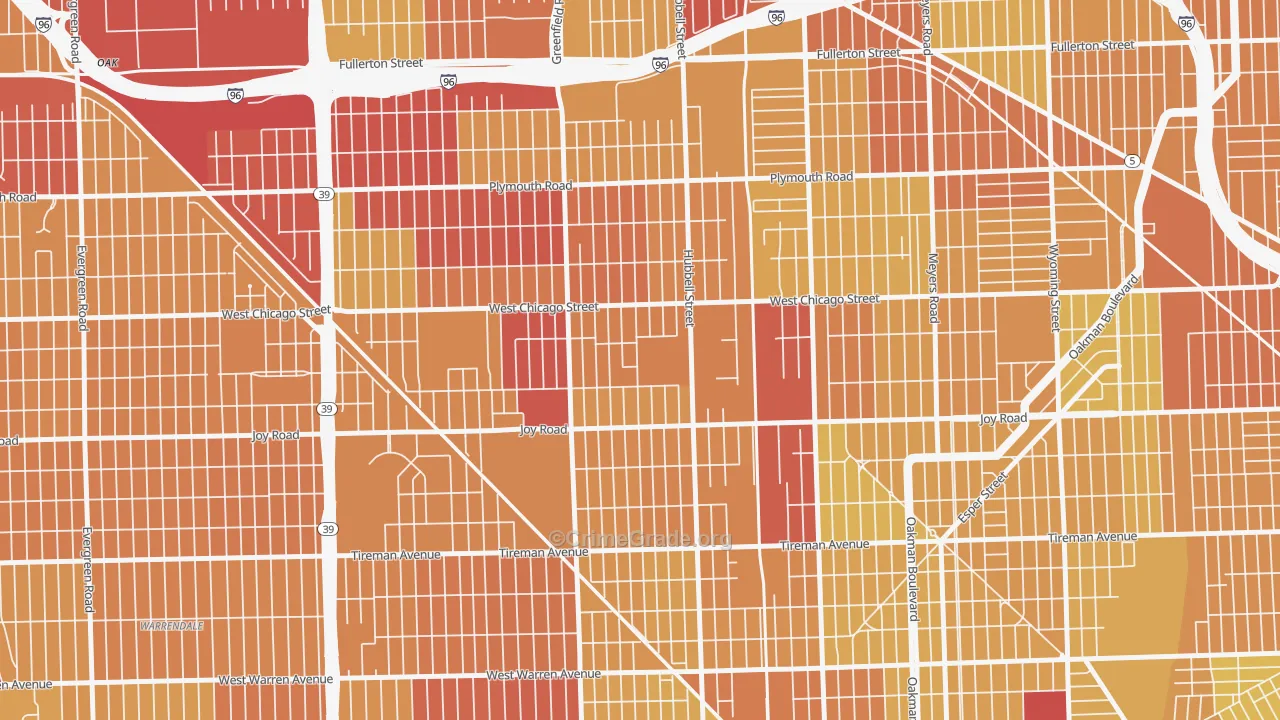 Fishkorn, Detroit, MI Map of Vehicle Theft Rates