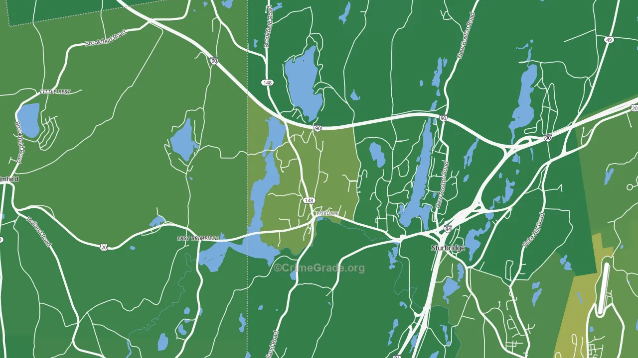 Fiskdale, MA Map of Vehicle Theft Rates