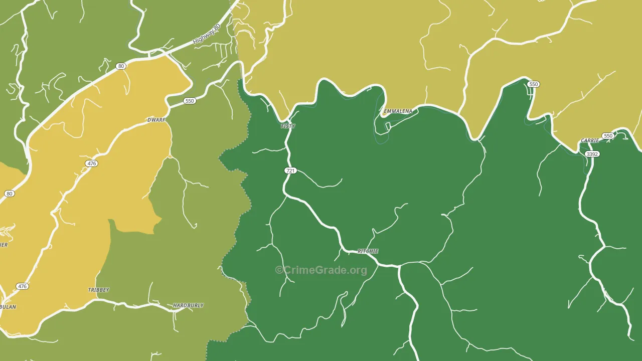 Fisty, KY Map of Vehicle Theft Rates