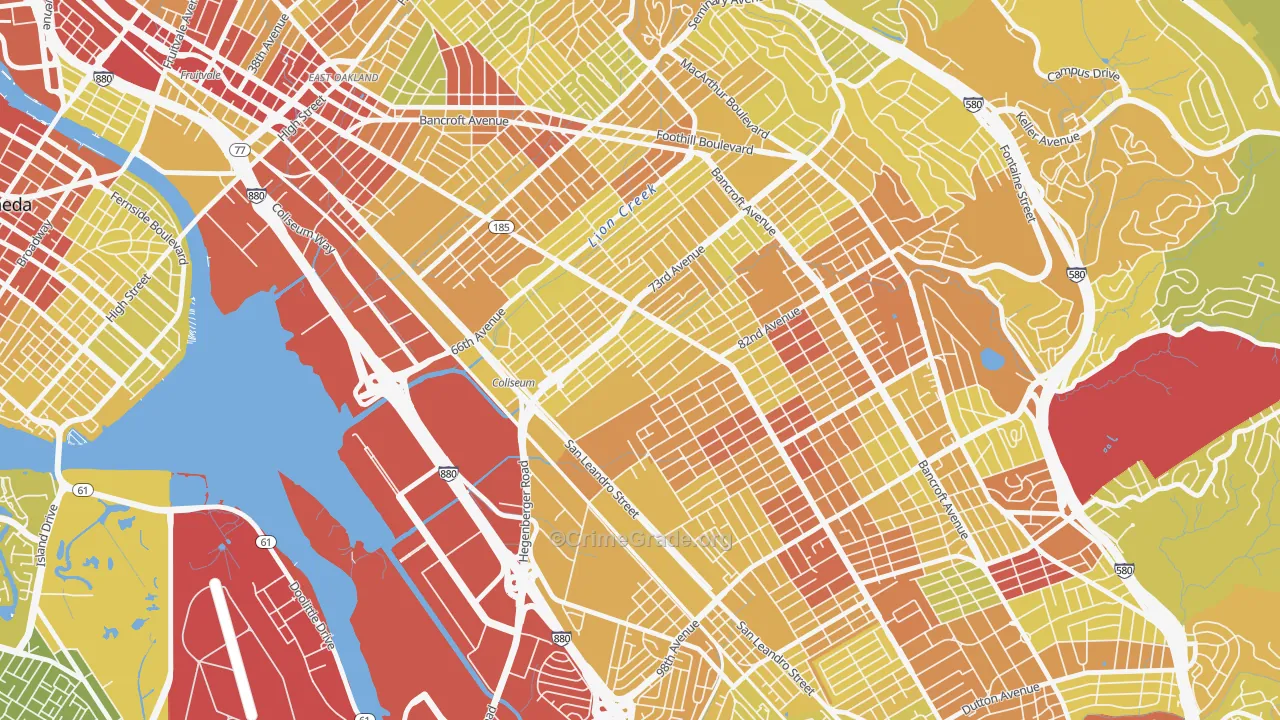 Fitchburg, Oakland, CA Map of Vehicle Theft Rates