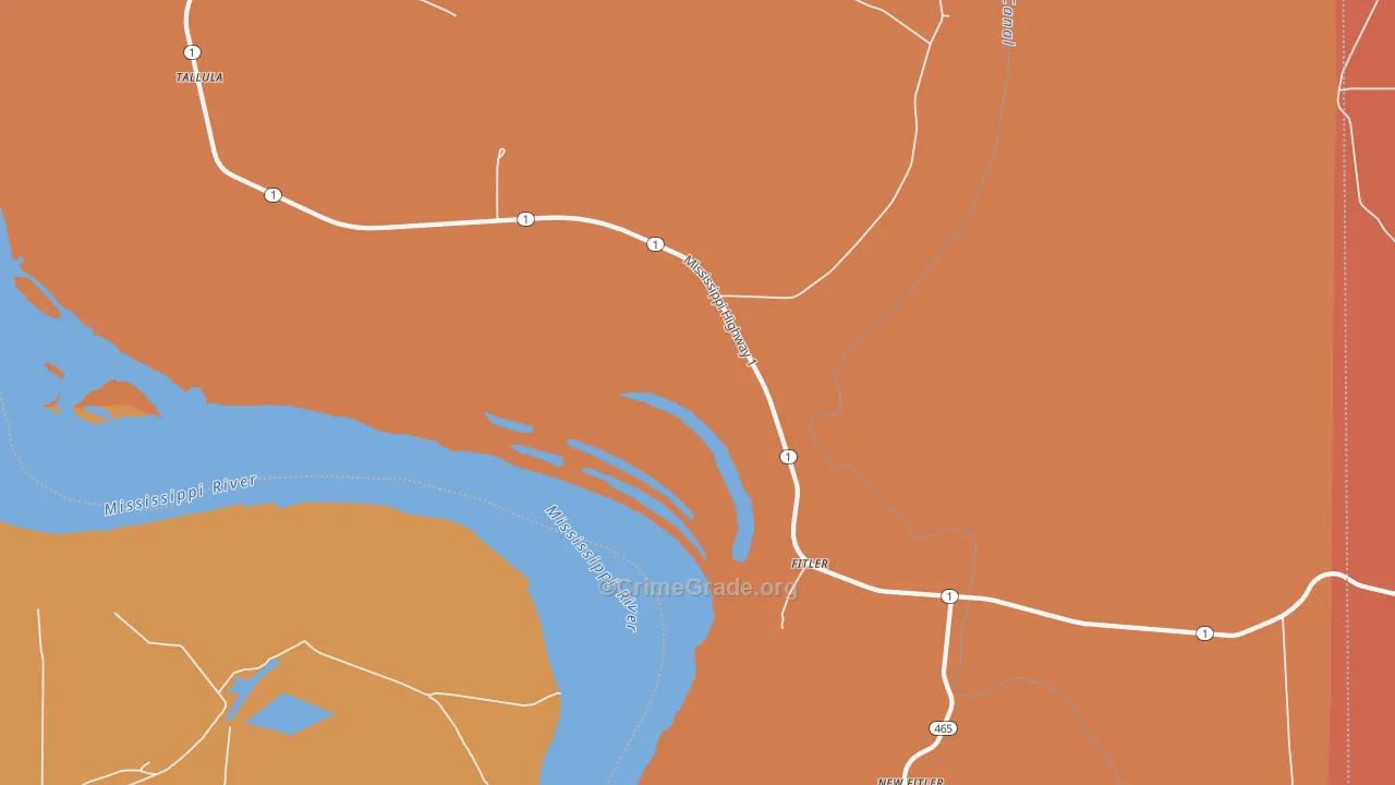 Fitler, MS Map of Vehicle Theft Rates