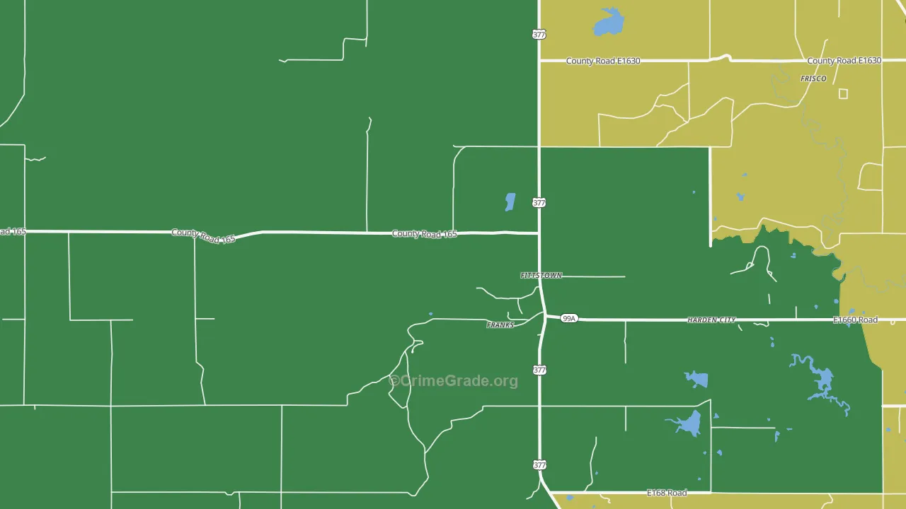 Fittstown, OK Map of Vehicle Theft Rates