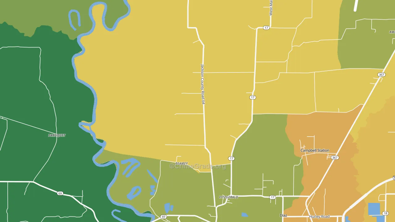 Fitzgerald, AR Map of Vehicle Theft Rates