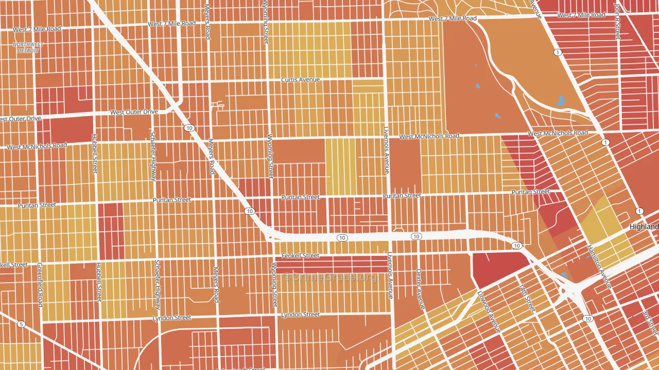 Fitzgerald, Detroit, MI Map of Vehicle Theft Rates