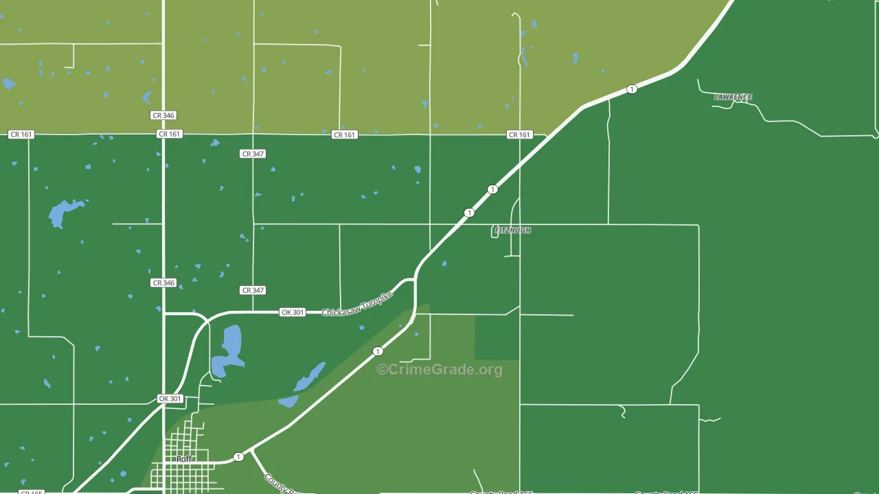 Fitzhugh, OK Map of Vehicle Theft Rates