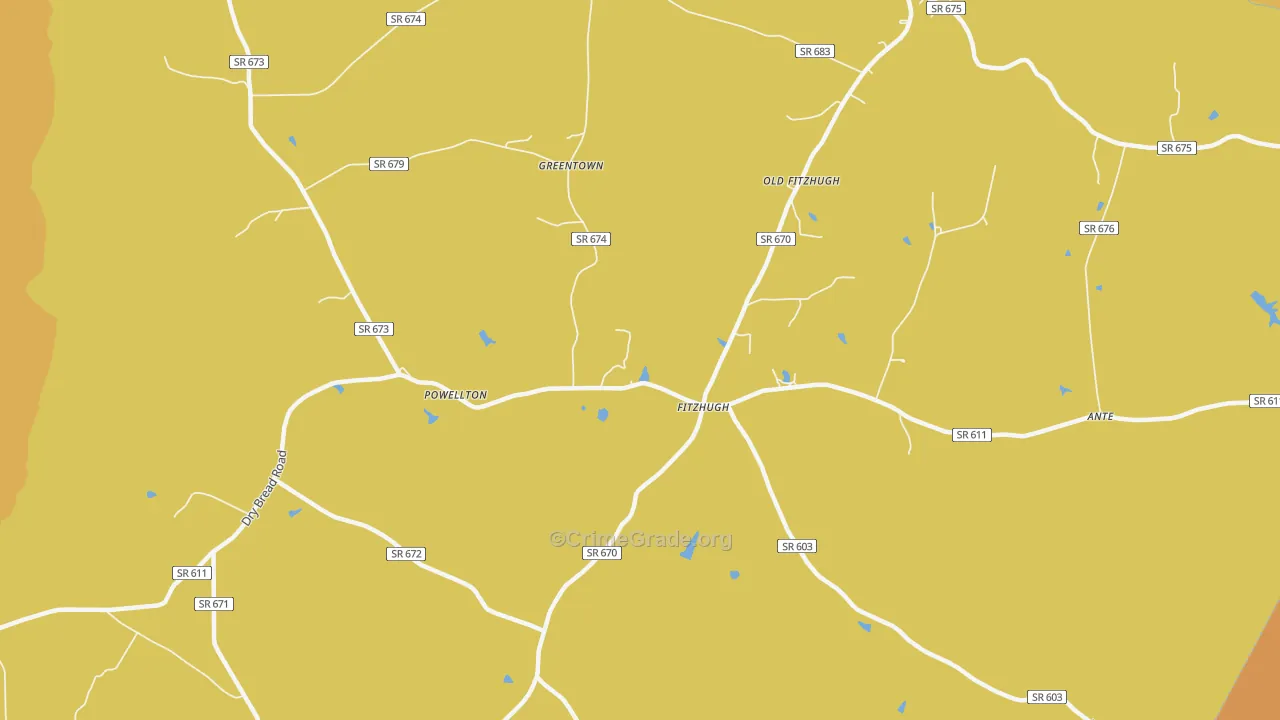 Fitzhugh, VA Map of Vehicle Theft Rates