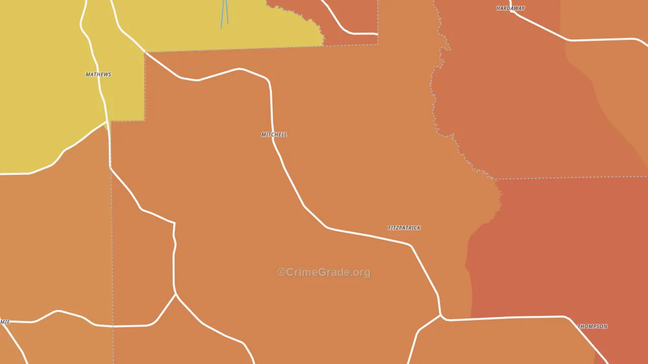 Fitzpatrick, AL Map of Vehicle Theft Rates