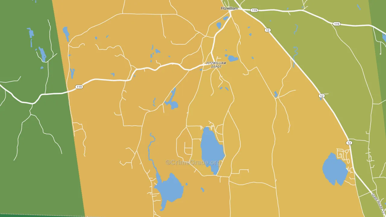 Fitzwilliam Depot, NH Map of Vehicle Theft Rates