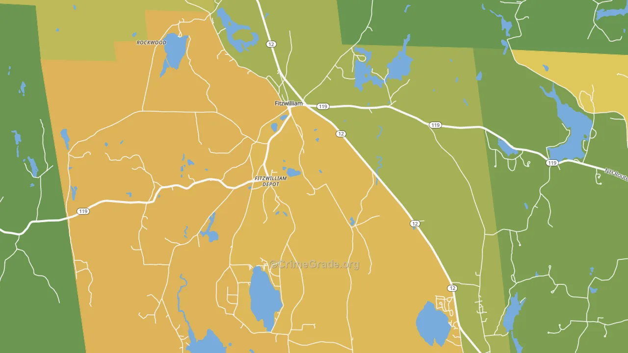 Fitzwilliam, NH Map of Vehicle Theft Rates