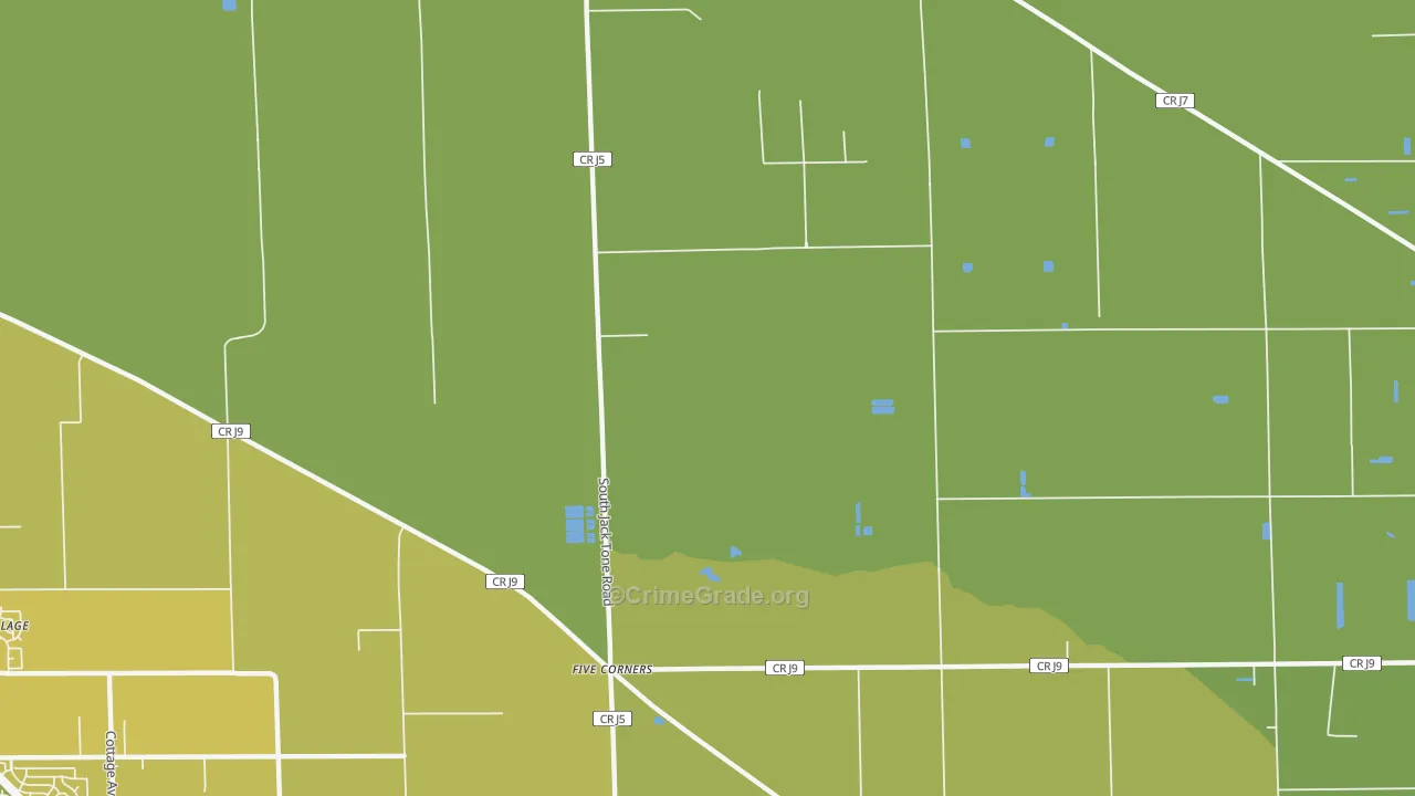 Five Corners, CA Map of Vehicle Theft Rates