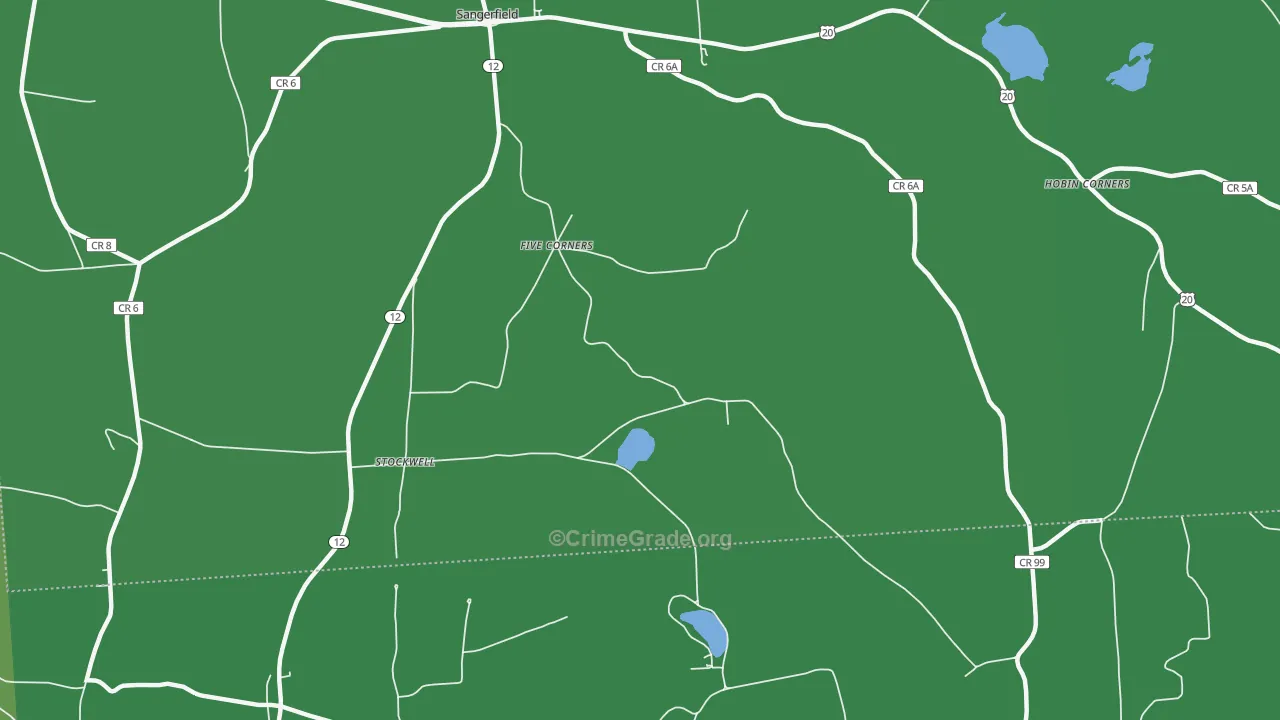 Five Corners, NY Map of Vehicle Theft Rates