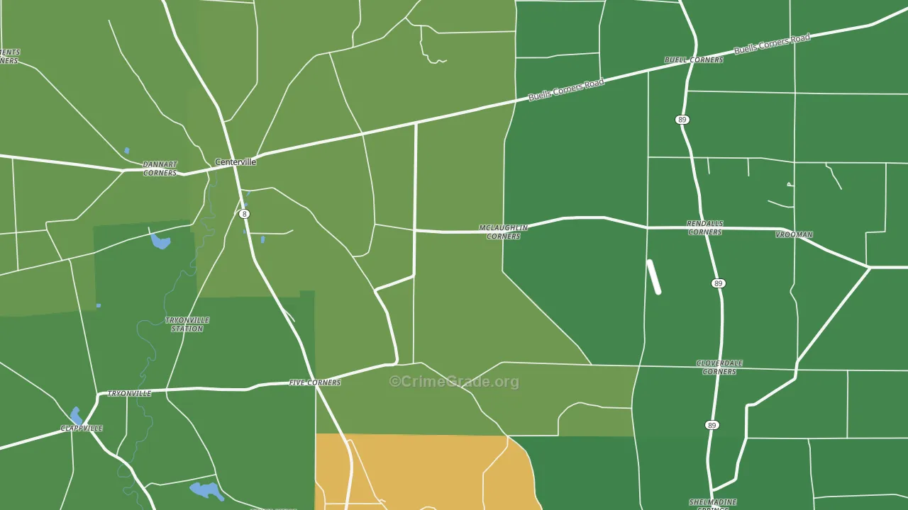 Five Corners, PA Map of Vehicle Theft Rates