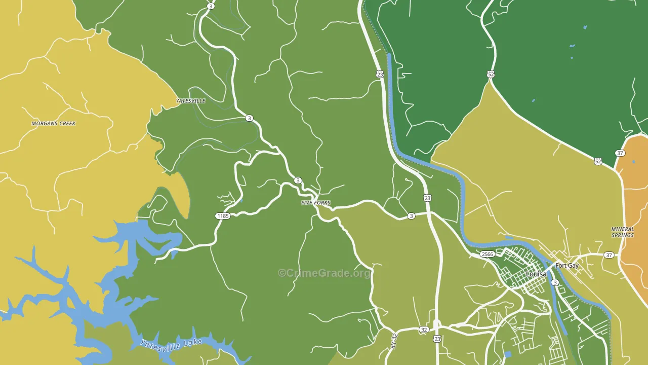 Five Forks, KY Map of Vehicle Theft Rates