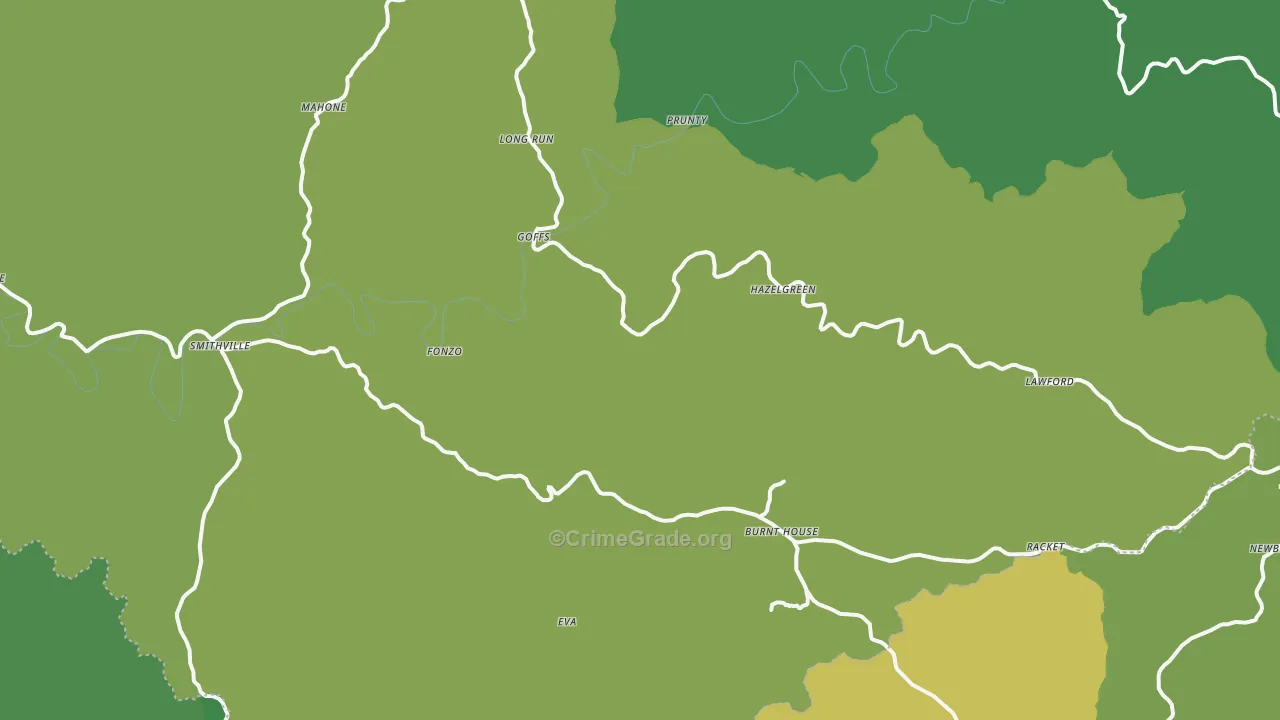 Five Forks, WV Map of Vehicle Theft Rates