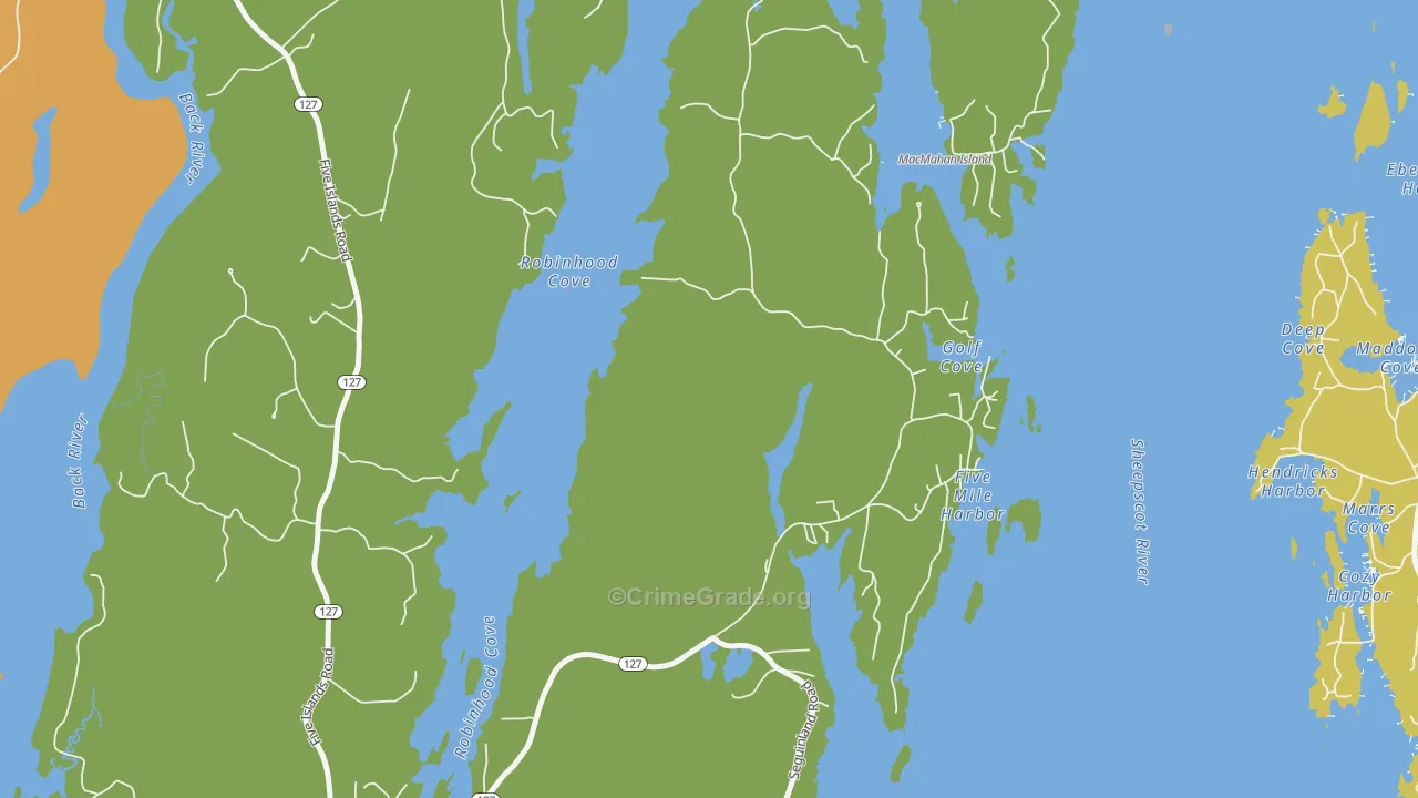 Five Islands, ME Map of Vehicle Theft Rates