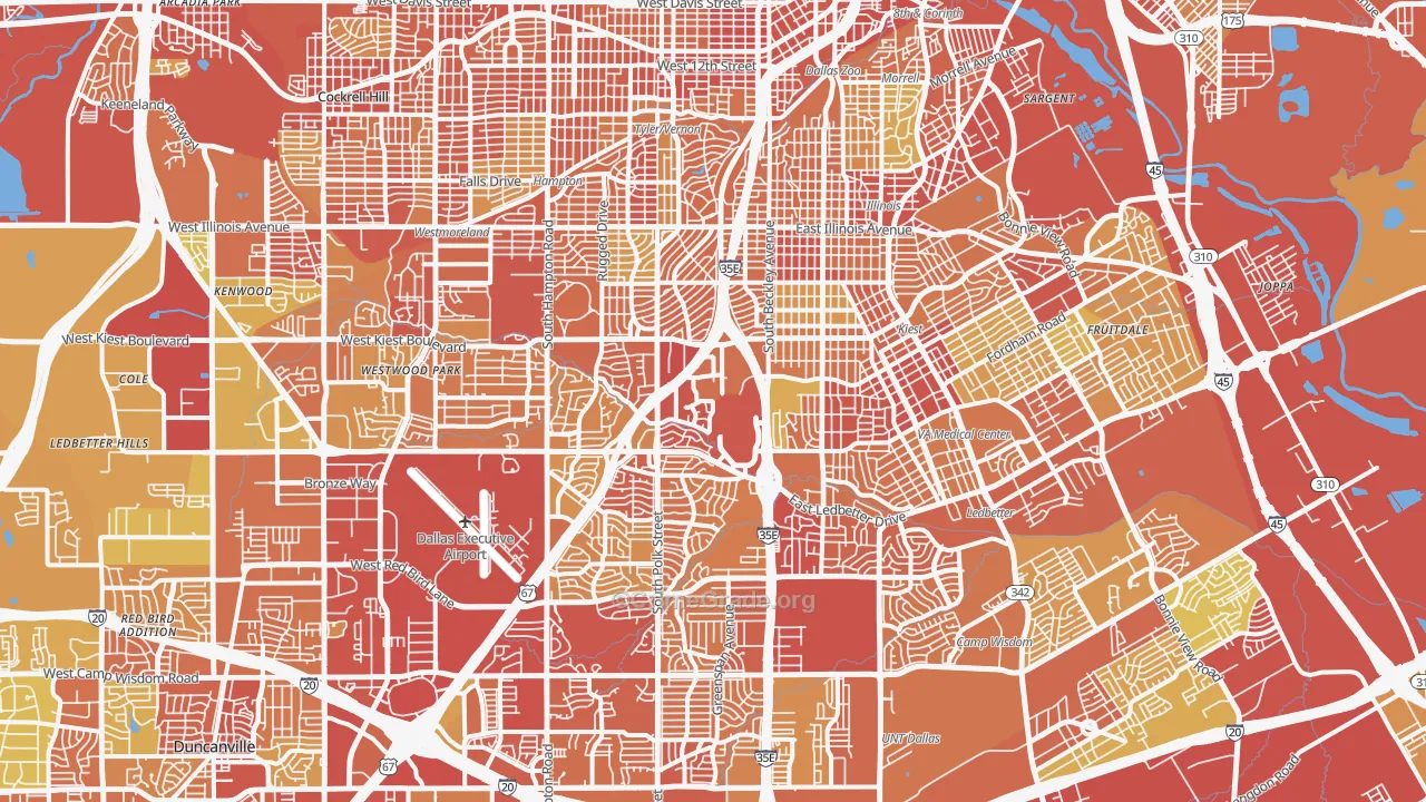 Five Mile Creek, Dallas, TX Map of Vehicle Theft Rates