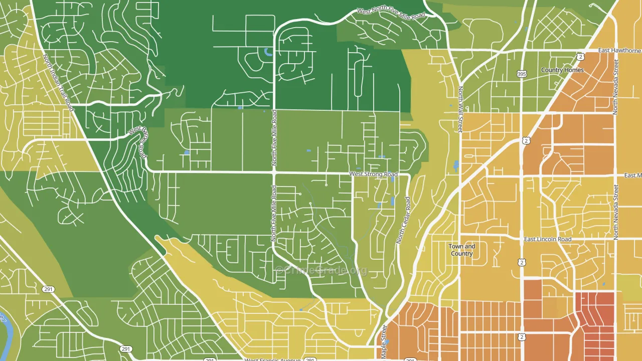Five Mile Prairie, Spokane, WA Map of Vehicle Theft Rates