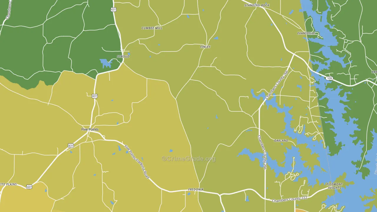 Five Points, AL Map of Vehicle Theft Rates