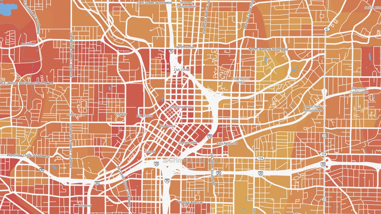 Five Points, Atlanta, GA Map of Vehicle Theft Rates