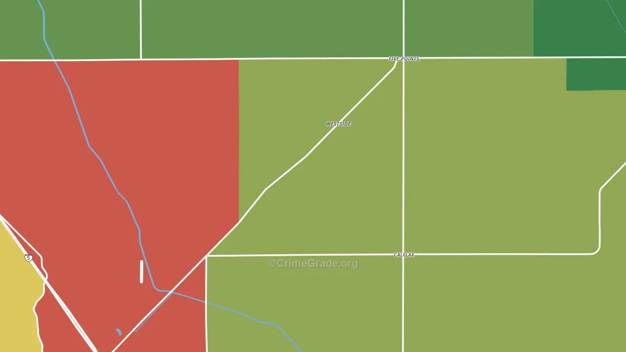 Five Points, CA Map of Vehicle Theft Rates