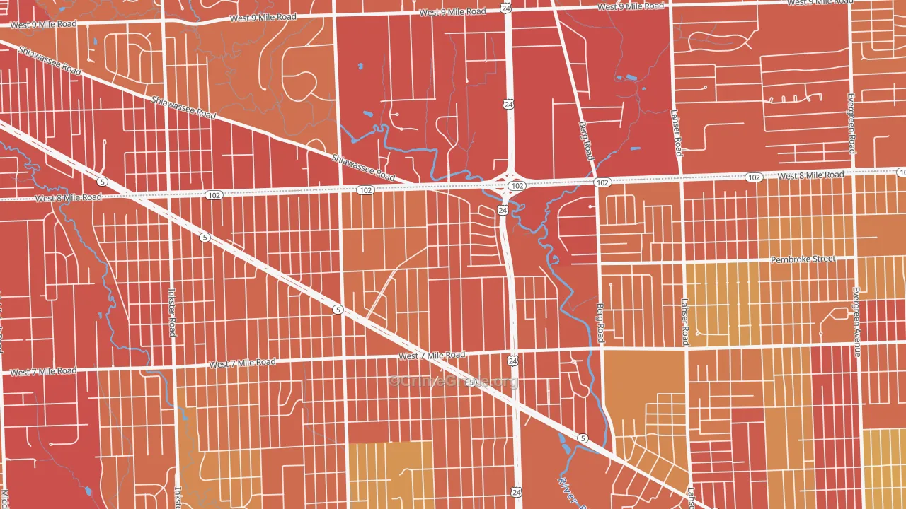 Five Points, Detroit, MI Map of Vehicle Theft Rates