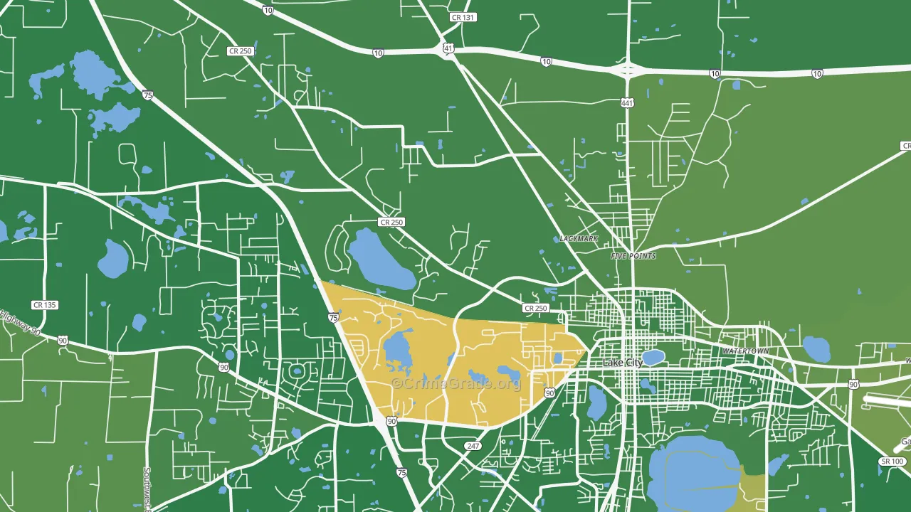 Five Points, FL Map of Vehicle Theft Rates