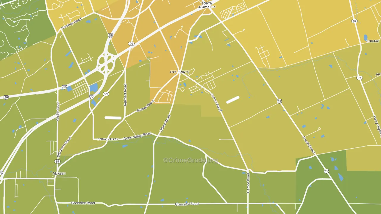 Five Points, PA Map of Vehicle Theft Rates