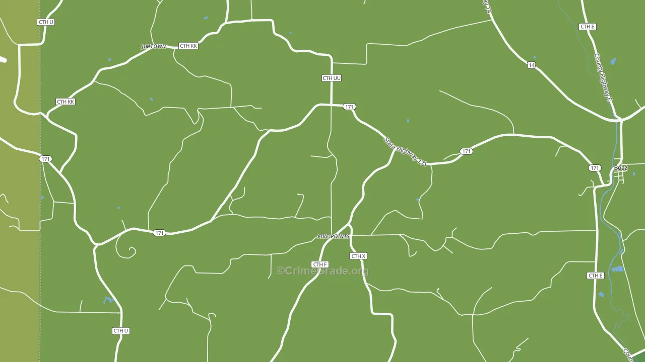 Five Points, WI Map of Vehicle Theft Rates