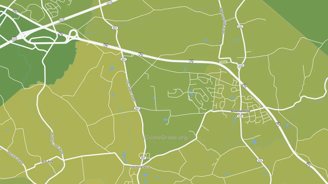 Fivepointville, PA Map of Vehicle Theft Rates