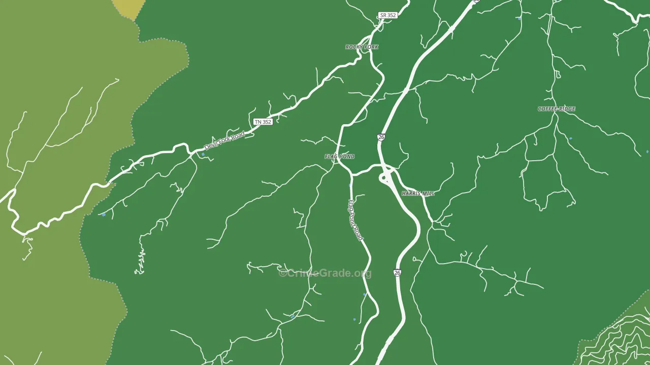 Flag Pond, TN Map of Vehicle Theft Rates
