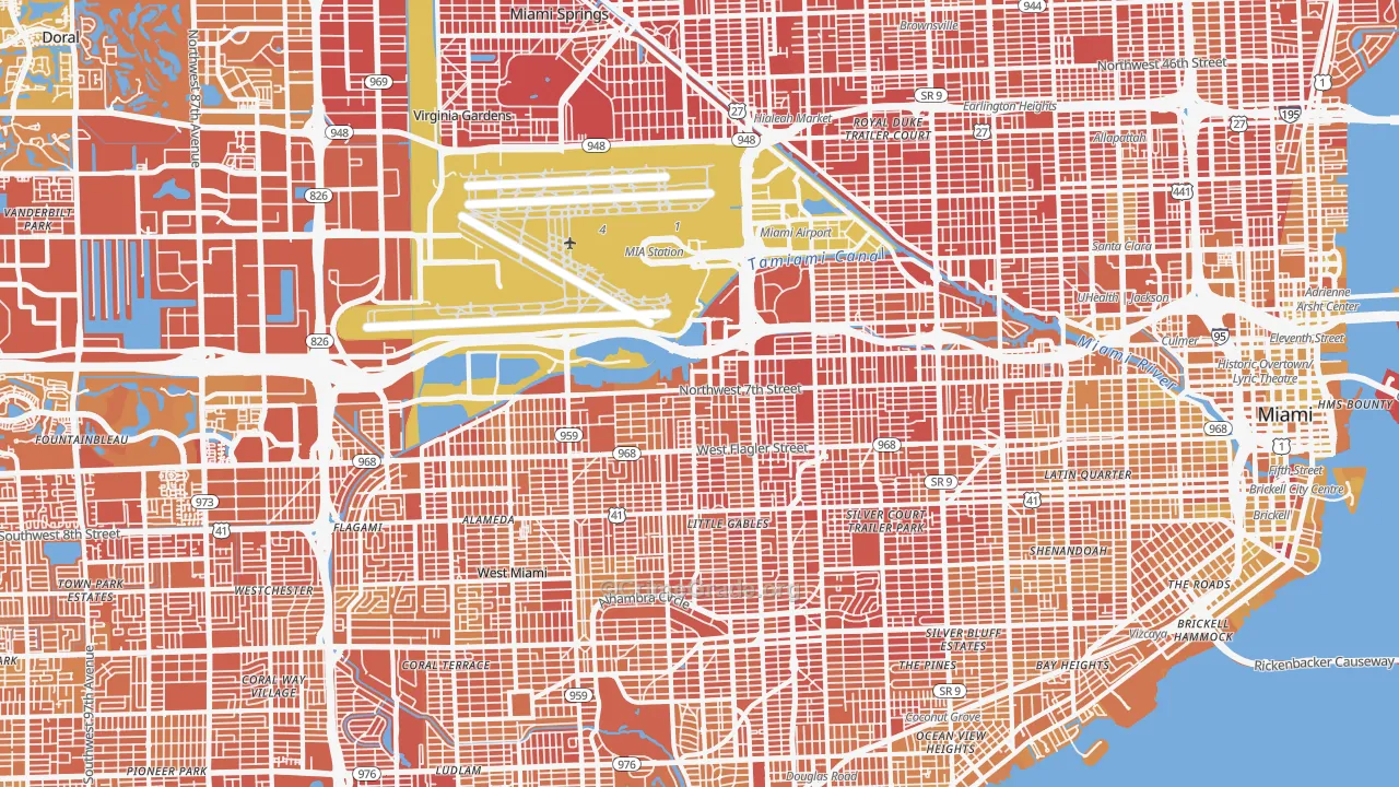 Flagami, Miami, FL Map of Vehicle Theft Rates