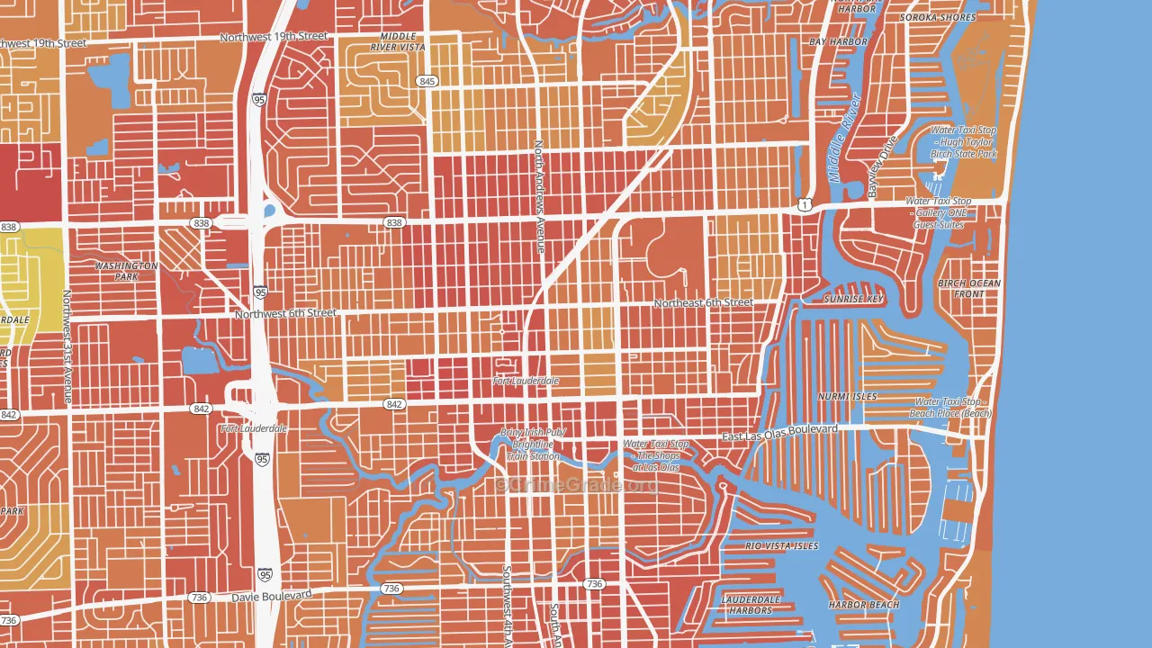 Flagler Heights, Fort Lauderdale, FL Map of Vehicle Theft Rates