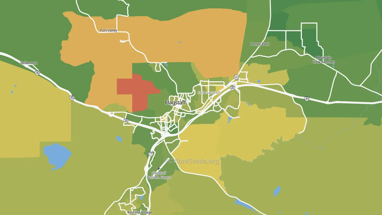 Flagstaff, AZ Map of Vehicle Theft Rates