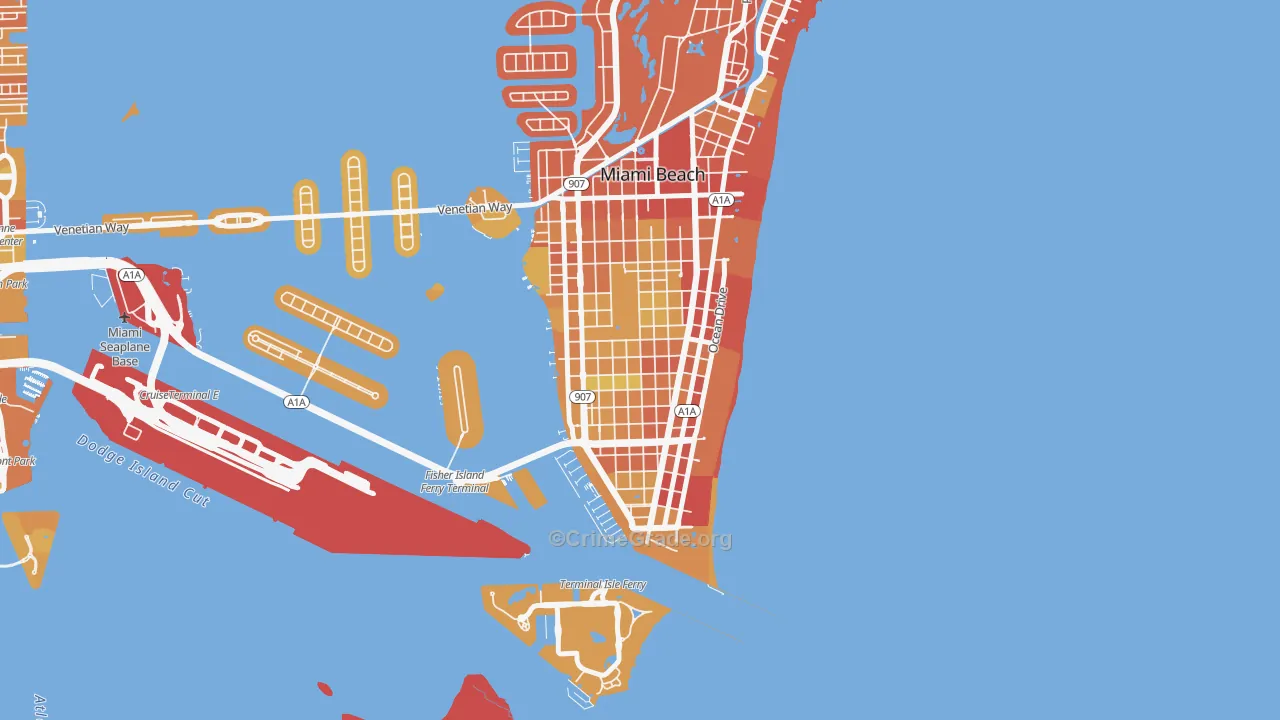 Flamingo-Lummus, Miami Beach, FL Map of Vehicle Theft Rates