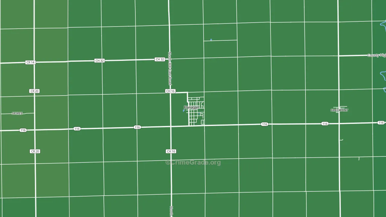 Flanagan, IL Map of Vehicle Theft Rates