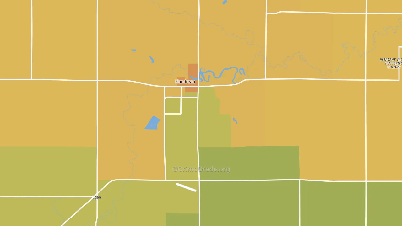 Flandreau, SD Map of Vehicle Theft Rates