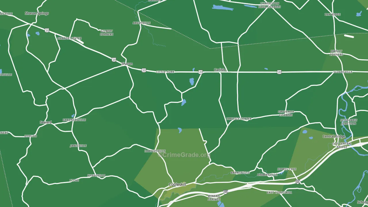 Flat Creek, NY Map of Vehicle Theft Rates