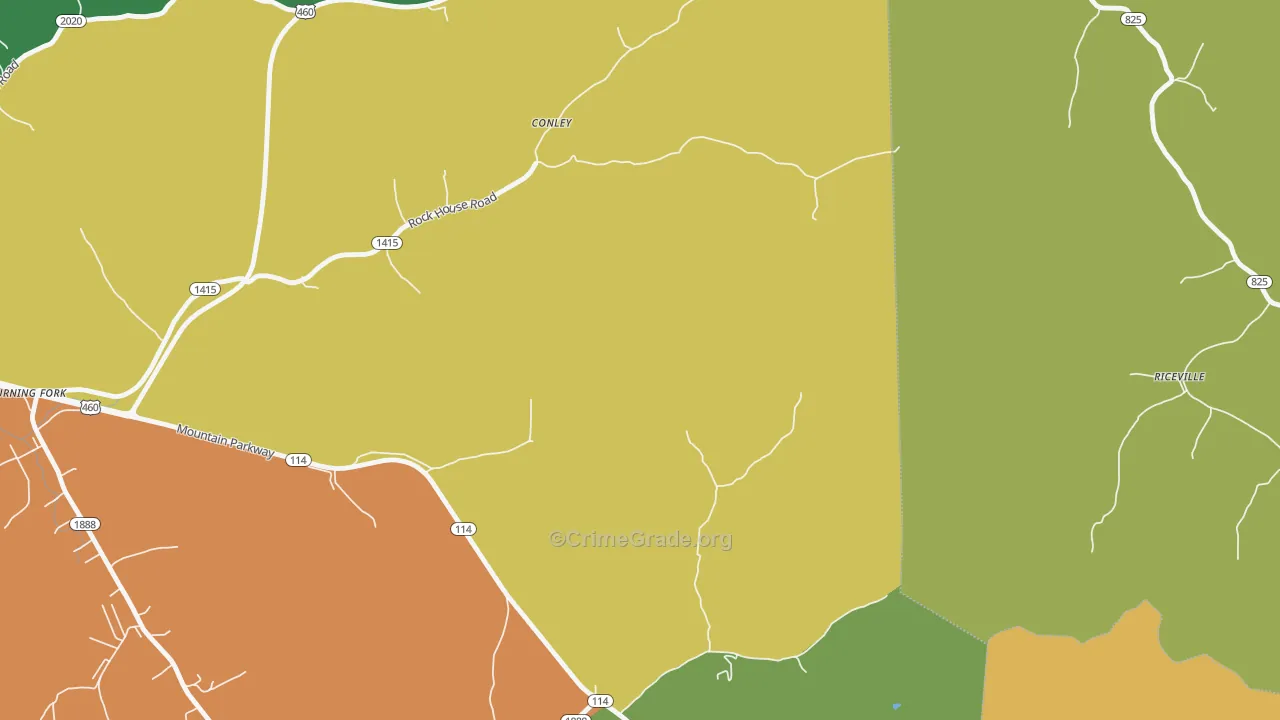 Flat Fork, KY Map of Vehicle Theft Rates
