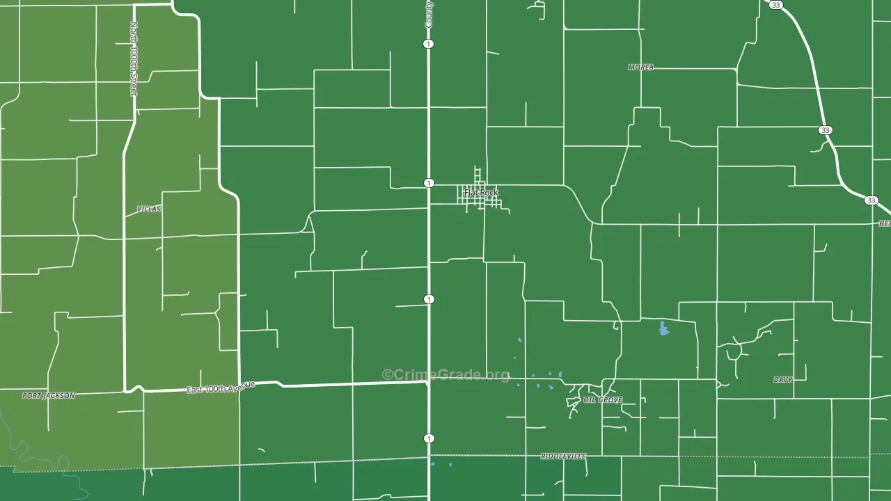 Flat Rock, IL Map of Vehicle Theft Rates