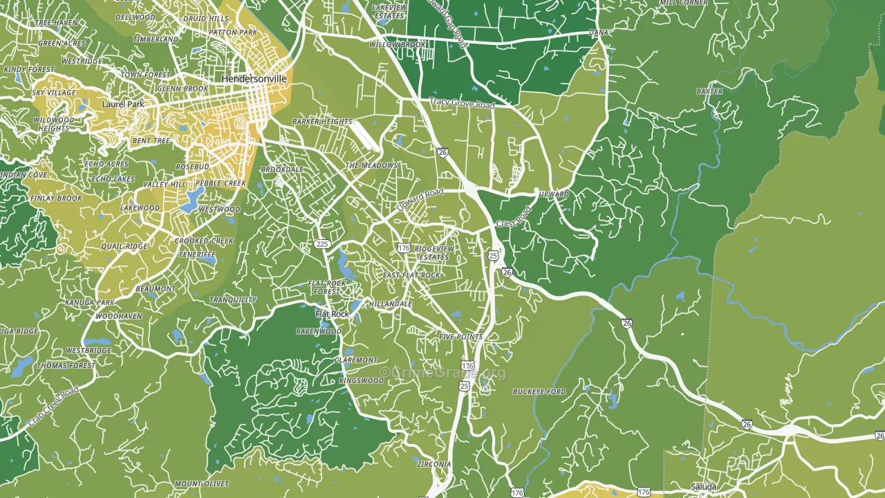 Flat Rock, NC Map of Vehicle Theft Rates