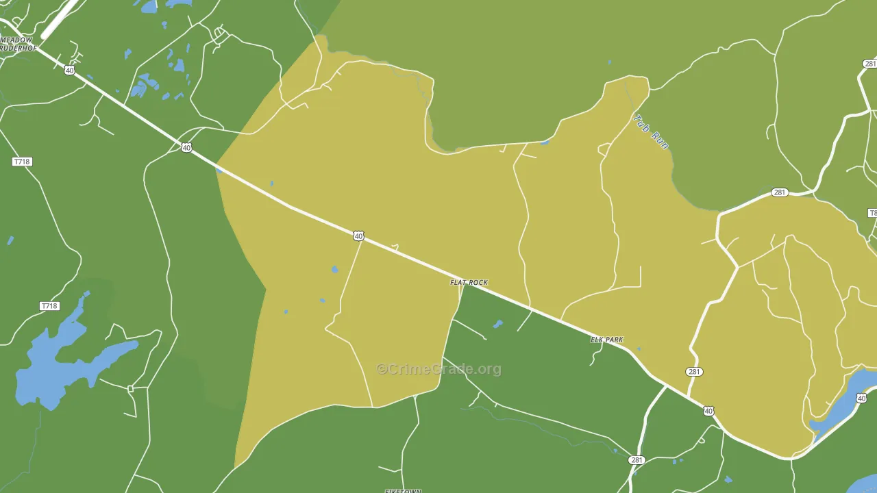 Flat Rock, PA Map of Vehicle Theft Rates