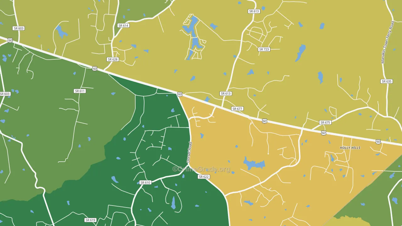 Flat Rock, VA Map of Vehicle Theft Rates