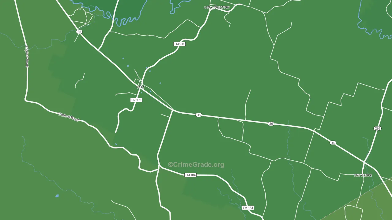 Flat, TX Map of Vehicle Theft Rates