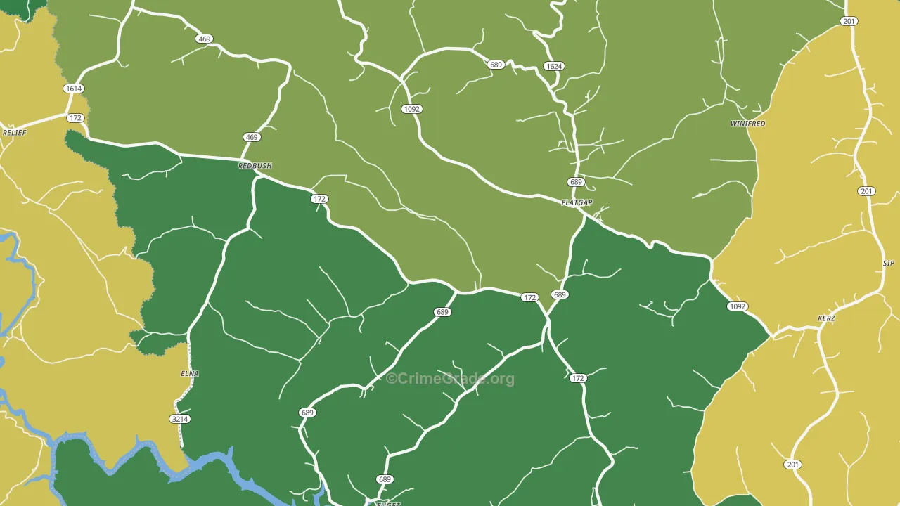 Flatgap, KY Map of Vehicle Theft Rates