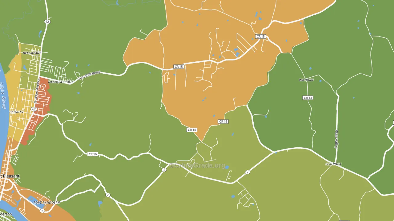 Flatrock, WV Map of Vehicle Theft Rates