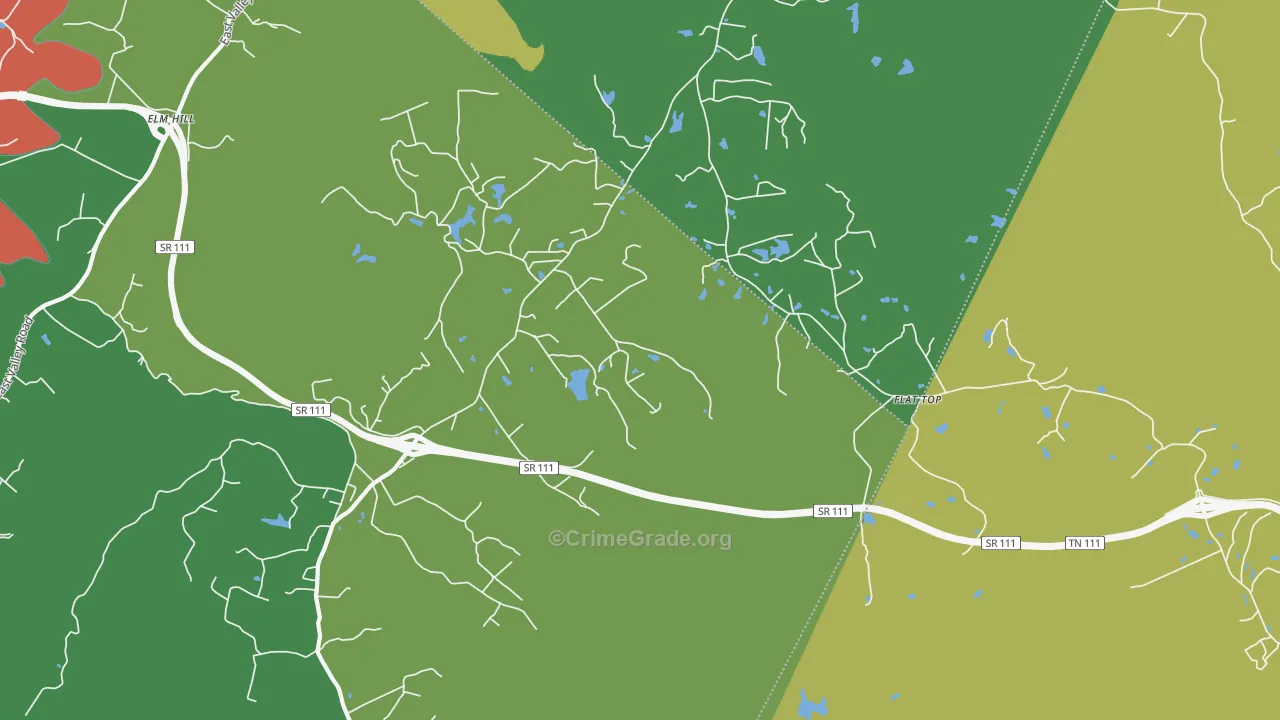 Flattop, TN Map of Vehicle Theft Rates